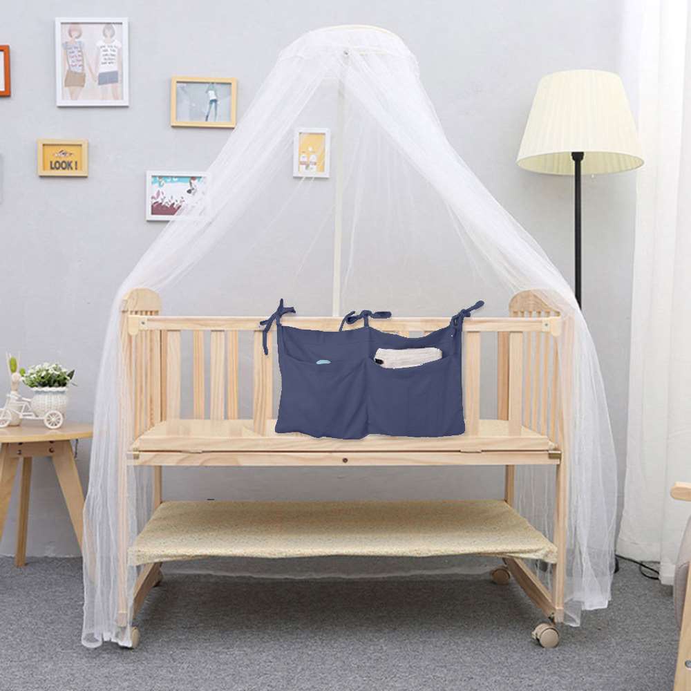 Megamall Bedside Storage Bag, 1pcs Baby Bed Storage Bag Hanging Double Grid Diaper Toy Multifunctional Bag(Khaki)