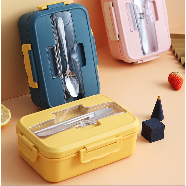 COMBO Hộp Cơm Văn Phòng 3 Ngăn Kèm Đũa Thìa Inox + Túi xách giữ nhiệt + Cốc đựng súp canh | BigBuy360 - bigbuy360.vn