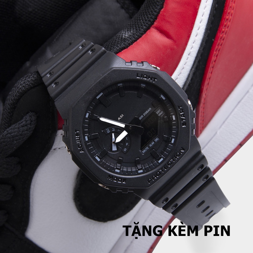Đồng hồ thể thao nam sang trọng, trẻ trung OneTime full đen dễ phối đồ, casio GA2100