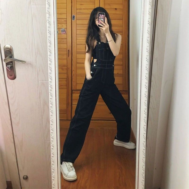 Quần Yếm Denim Nhỏ Phong Cách Mới Mùa Xuân Thu Có Thể Ngọt Ngào Cho Nữ Tuổi Teen Phong Cách Retro