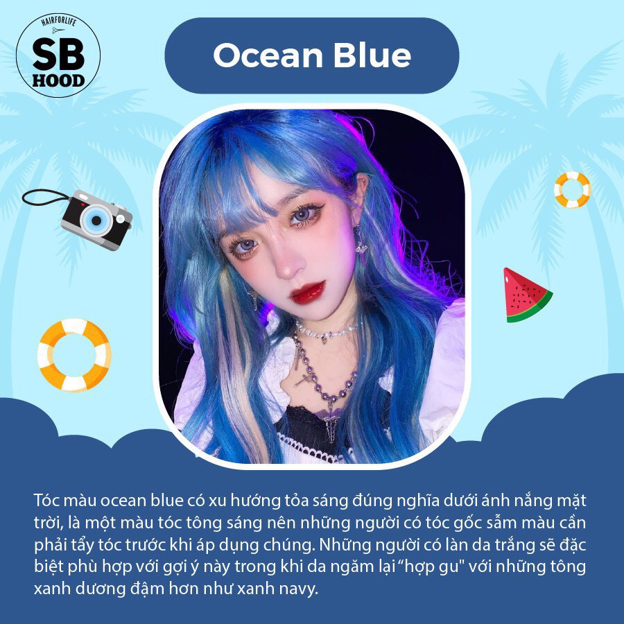 Thuốc nhuộm tóc SB Hood tone màu xanh dương, tặng kèm Oxy (tẩy hoặc không tùy màu)