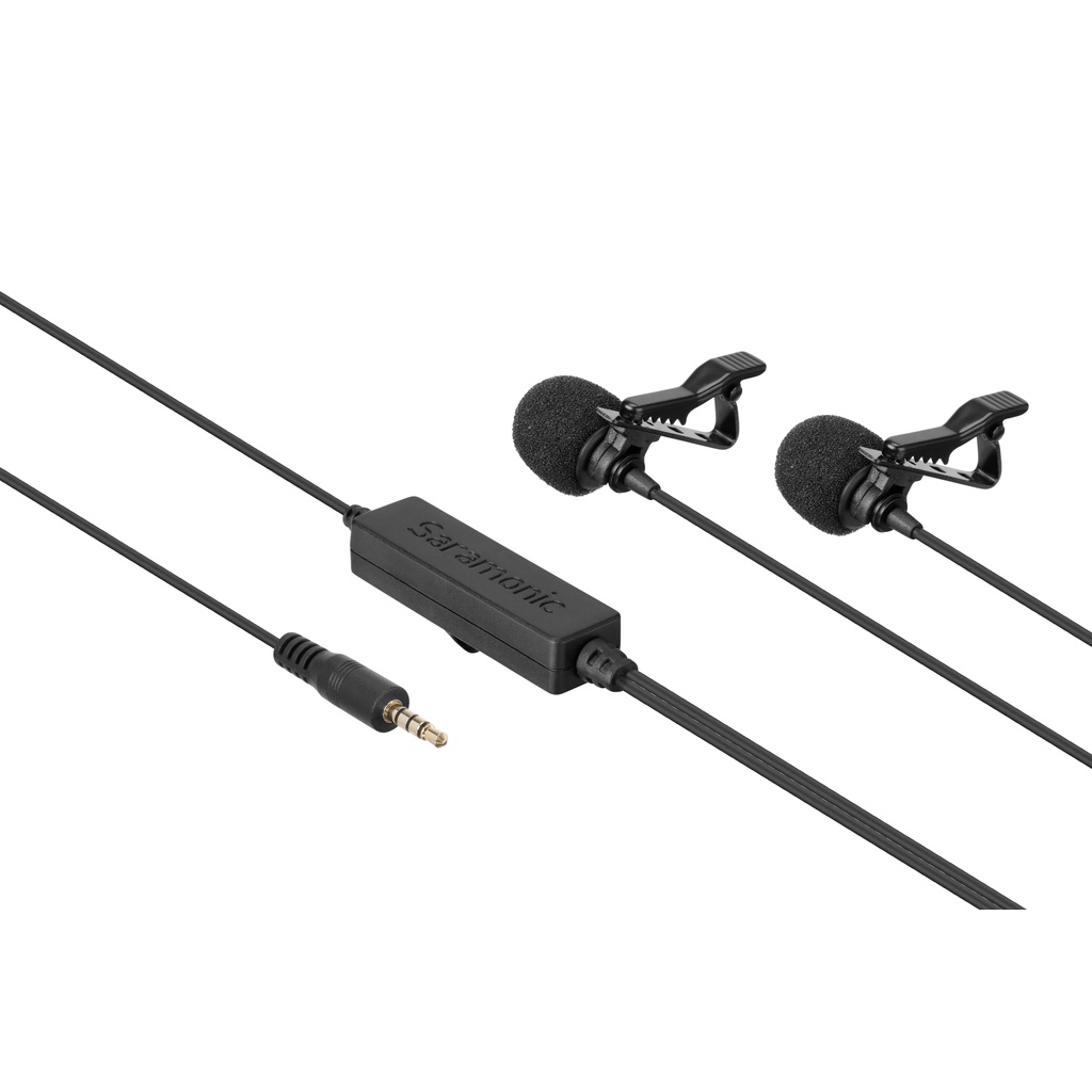 Micro Thu Âm Cài Áo Saramonic Lavalier 2M Để Phỏng Vấn/ Livestream/ Podcast Jack Cắm 3,5mm Cho Điện Thoại/ Máy Quay