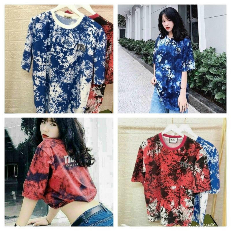 Áo thun nữ loang màu chất cotton kiểu hàn