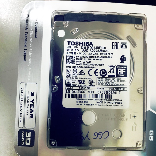 Ổ cứng TOSHIBA dung lượng 500Gb cho laptop