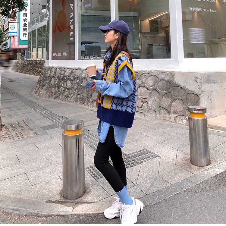 Áo ghi lê SUXI cổ chữ V dáng rộng thời trang mùa thu dành cho nữ