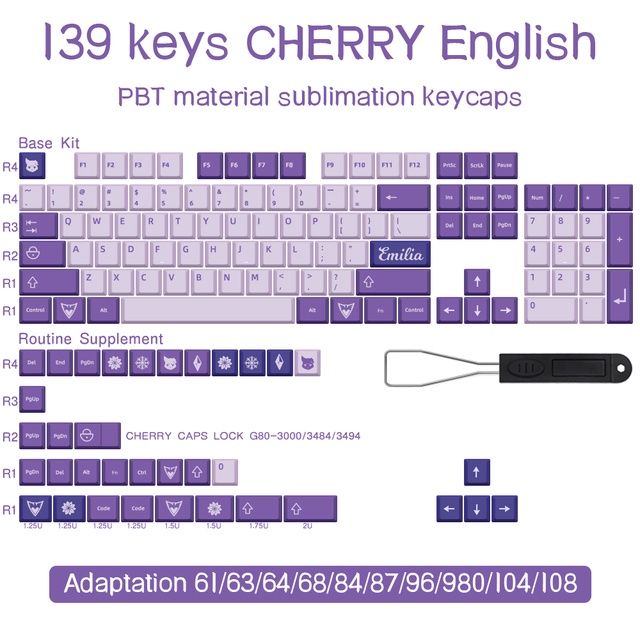 Frost Witch Keycap Cherry Profile Keycaps Nút bàn phím cơ 139 phím 61/64/68/71/84/87/100/104
