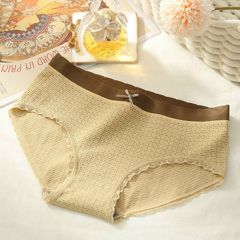Quần lót nữ viền nâu phối ren tăm siêu đẹp BBK01