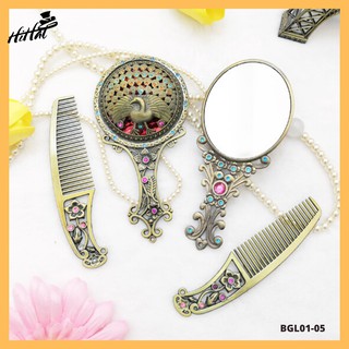 Bộ gương lược cầm tay trang điểm sang trọng kèm hộp đẹp