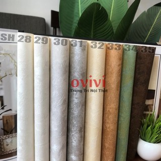 SALE-Dán Tường Phòng Ngủ Màu Trơn Đẹp Vân Xi Măng: Màu Trắng, Kem, Ghi, Vàng, Nâu Khổ 53cm,Giấy Lụa Không Sẵn Keo