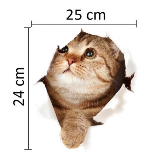 Miếng dán tường vinyl hình mèo 3D dễ thương | BigBuy360 - bigbuy360.vn