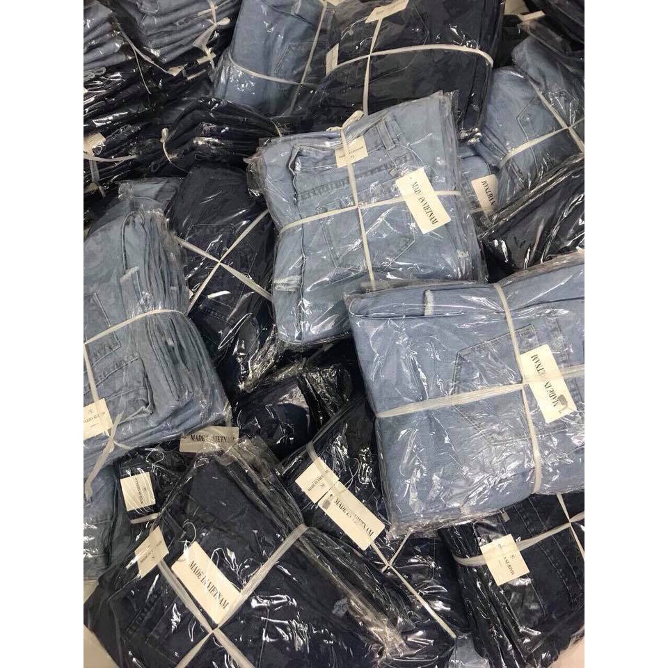 Quần Jeans Nữ Ngố Ống Rộng Tua Rua Chất Jeans Cao Cấp