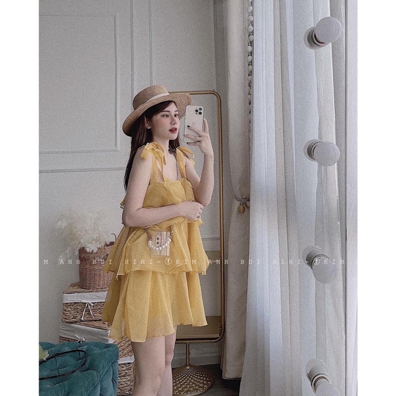 (CÓ SẴN ) ĐẦM TẦNG VÀNG 2 Dây Chuẩn Shop loại 1 (Hình Thật) | BigBuy360 - bigbuy360.vn