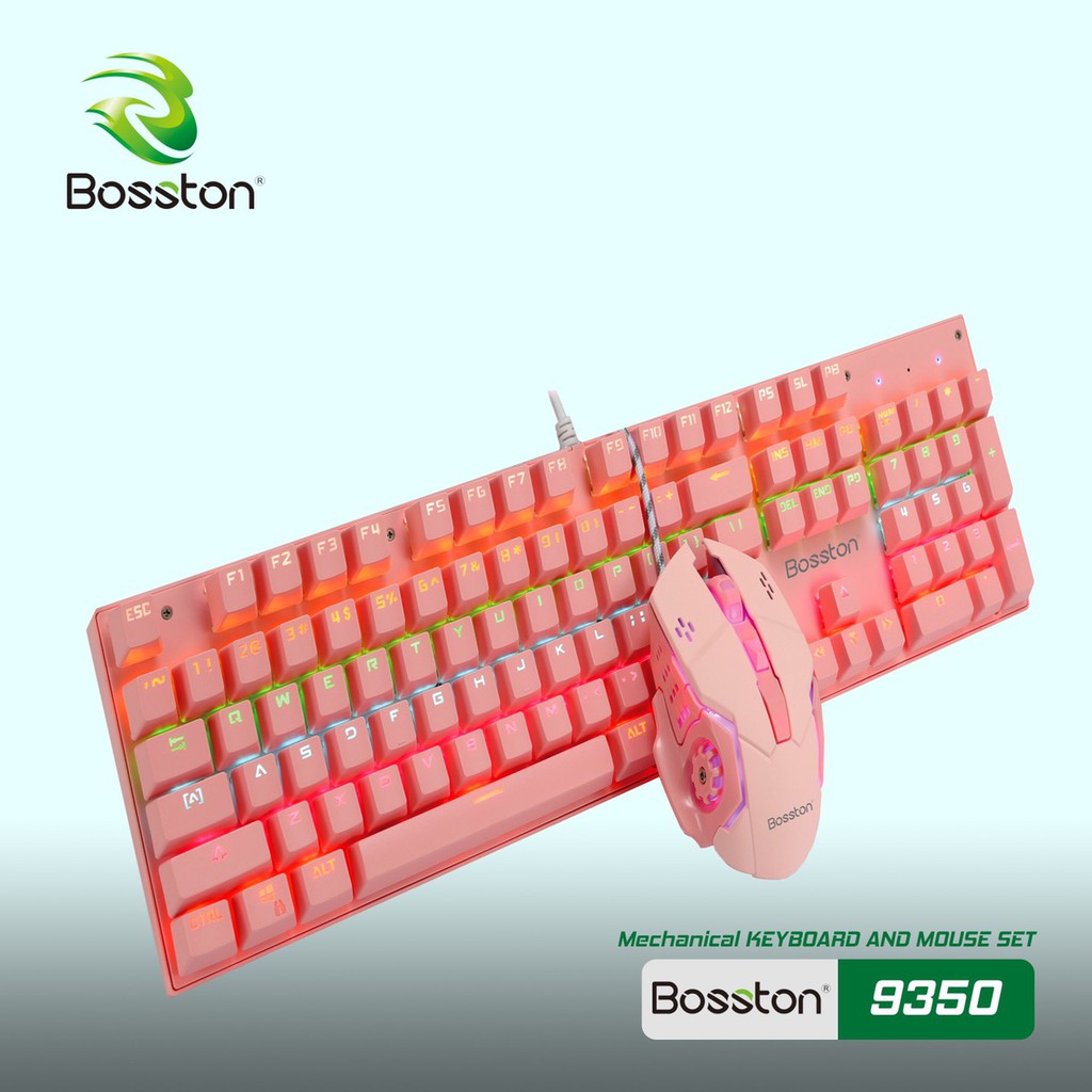 [Mã 267ELSALE hoàn 7% đơn 300K] Bộ Phím Chuột Cơ Bosston EK9350 Màu Hồng (Pink)