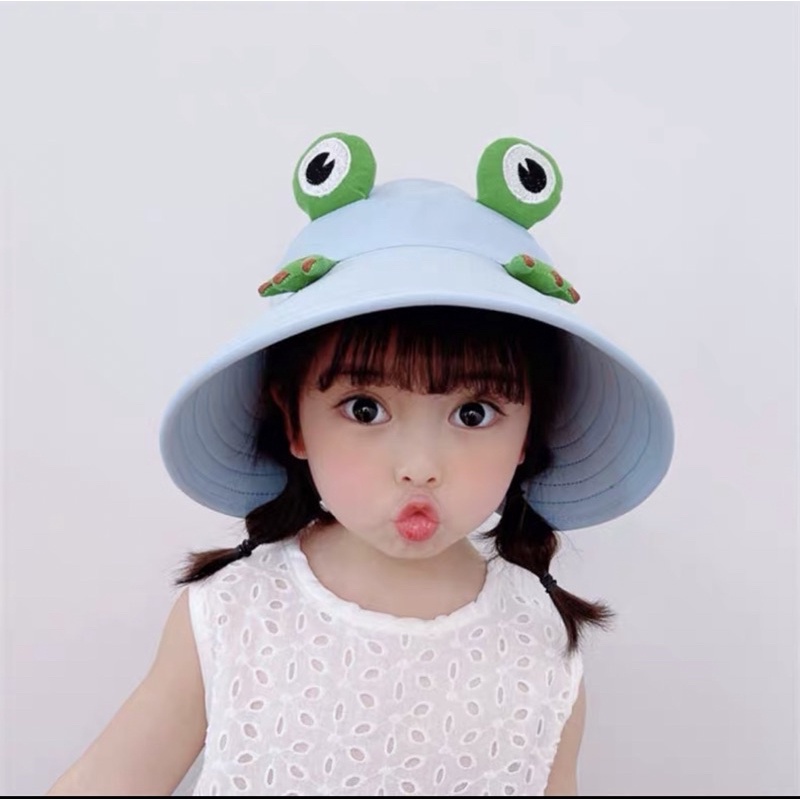 Mũ cho bé trai bé gái vành tròn hình chú ếch dễ thương , phù hợp 6 tháng - 8 tuổi