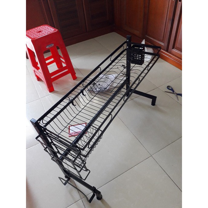 kệ chén bát phía trên bồn rửa , kệ chén thông minh khung thép đen cao cấp sơn tĩnh điện 85cm | BigBuy360 - bigbuy360.vn