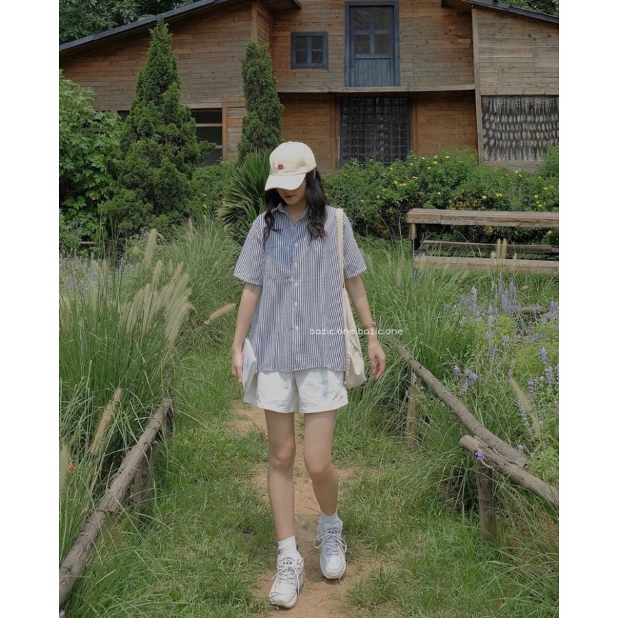 [vintage.design] áo sơ mi sọc kẻ xẻ sau, áo babydoll sọc kẻ xẻ sau có [video+ ảnh thật] A360 | BigBuy360 - bigbuy360.vn