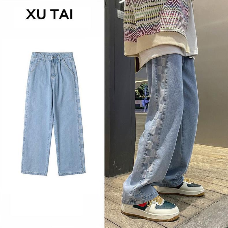 Quần jean nam baggy ống rộng chất bò cao cấp dáng suông đẹp 005 . ,