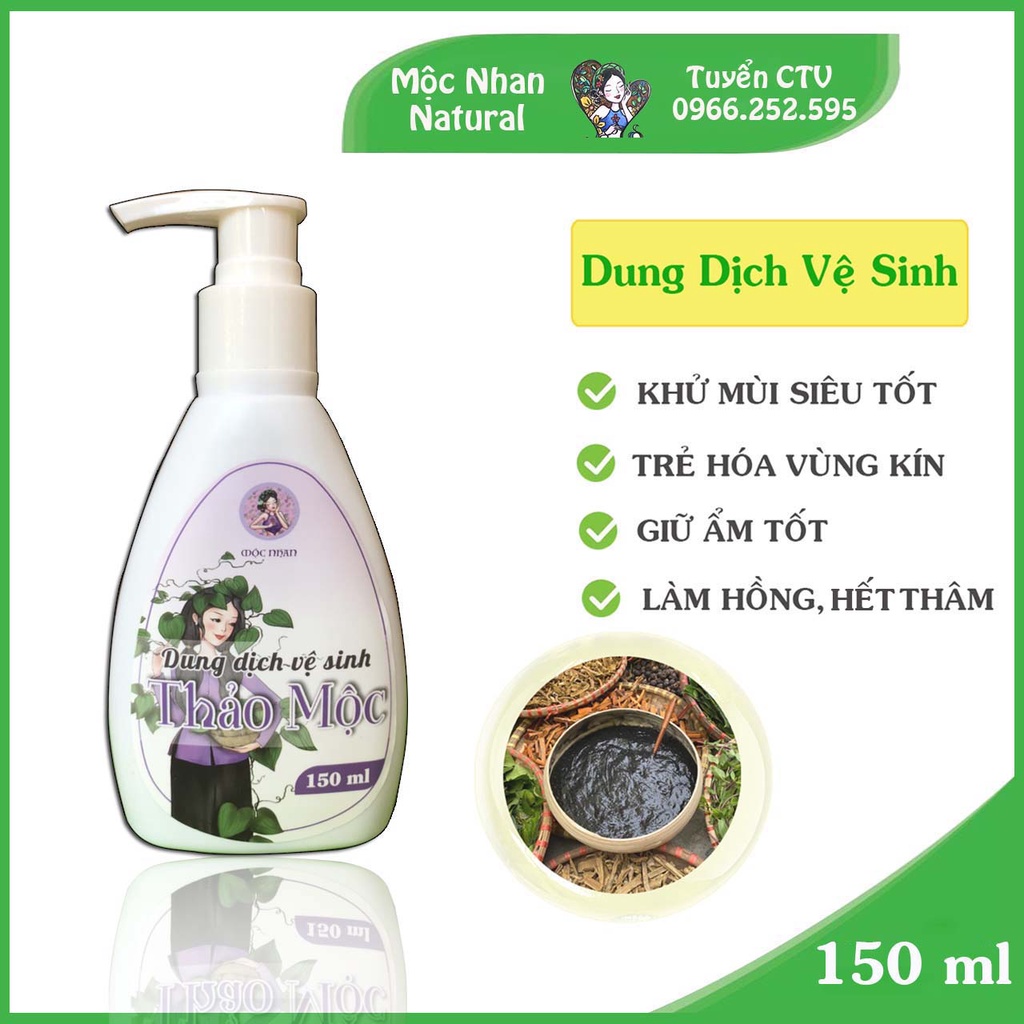 Dung dịch vệ sinh phụ nữ, thảo mộc trầu không 150ml 100% nguyên liệu thiên nhiên, Mộc Nhan Natural