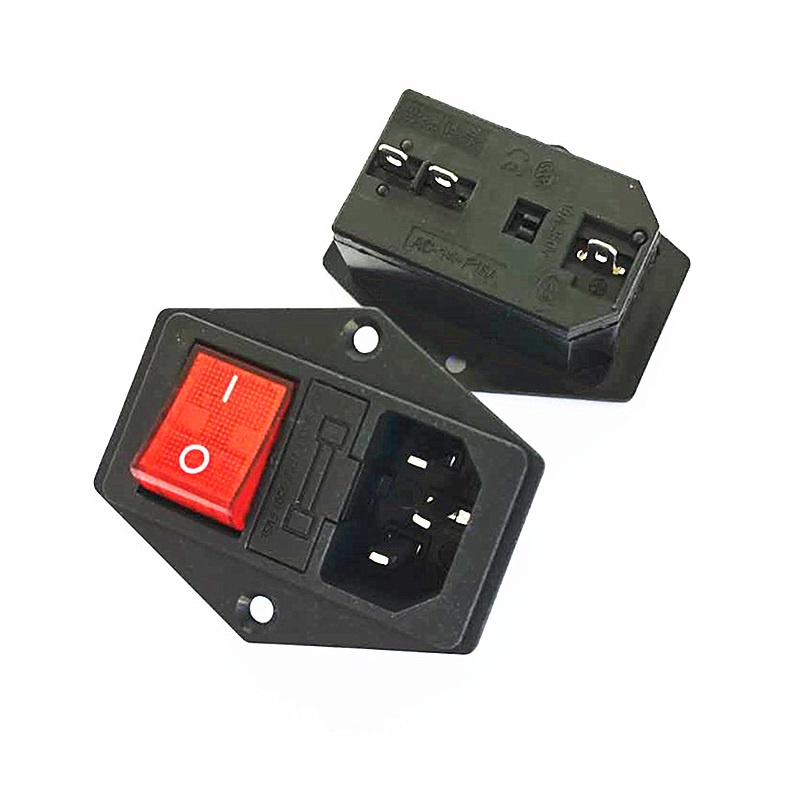 Jack cắm điện AC 220V 3 chấu AC-01A có công tắc nguồn + cầu chì 10A