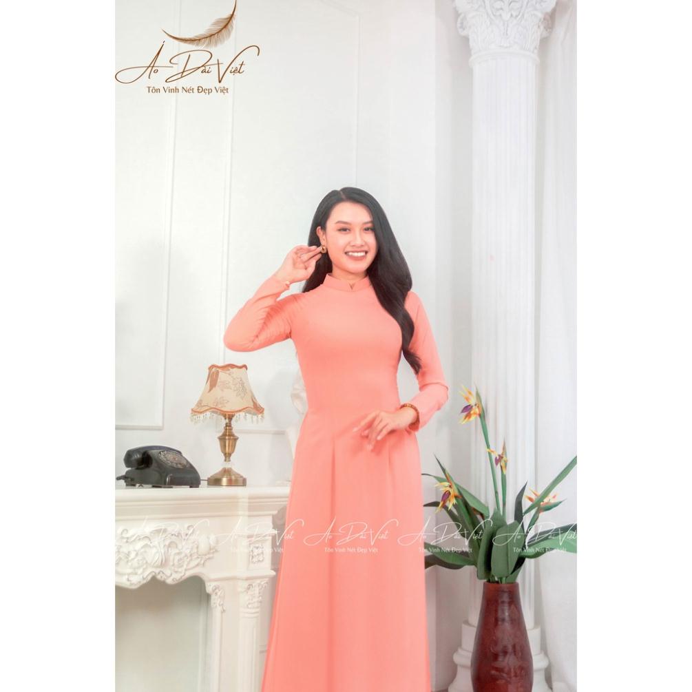 Áo Dài Trơn Hồng Cam  4 tà Quần Lụa 2 Lớp Áo Dài Việt Chuẩn Phom Cam kết Chất Lượng