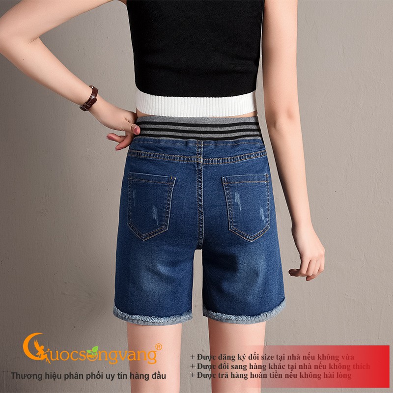 Quần short jean lưng cao quần short lưng thun GLQ123 Cuocsongvang