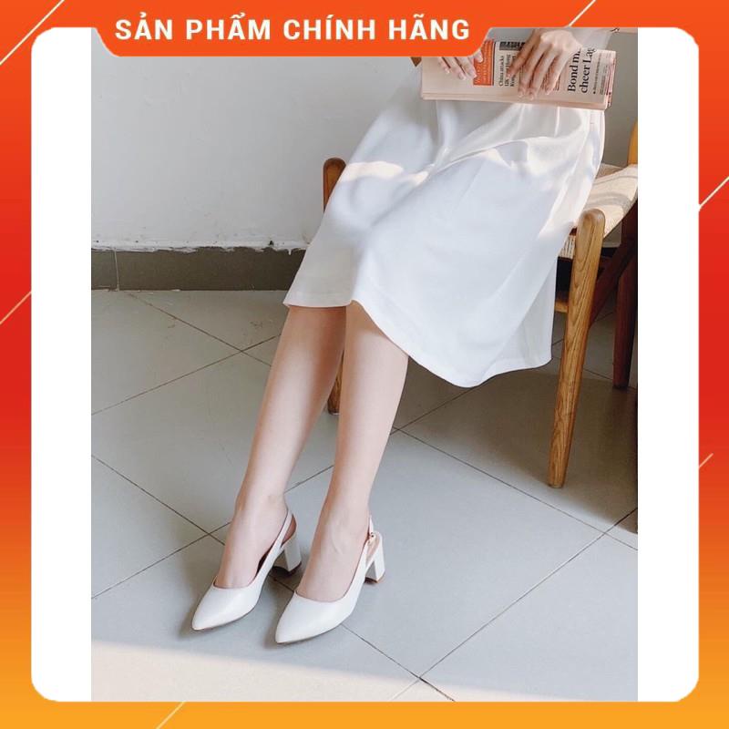 Giày sandal nữ cao gót Anna slingback vintage quai hậu mũi nhọn bít mũi gót nhọn 5 phân Hàn Quốc _A064