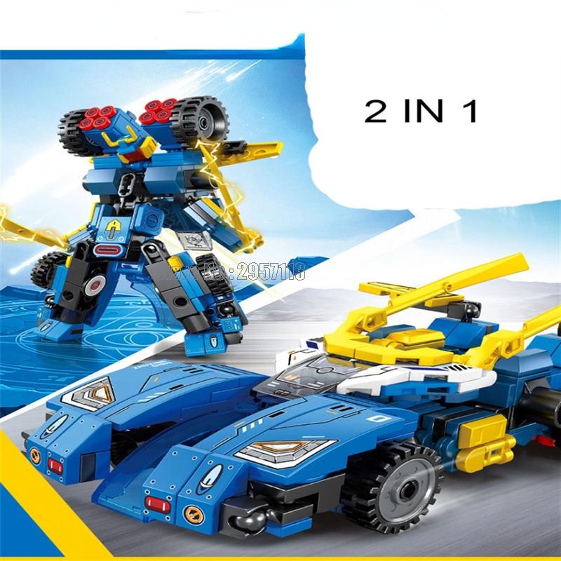Đồ chơi Lắp ráp Mô hình Sembo 103280-103283 817pcs 4in2 Deformation Transformation Robot Speed Rally Racing Car