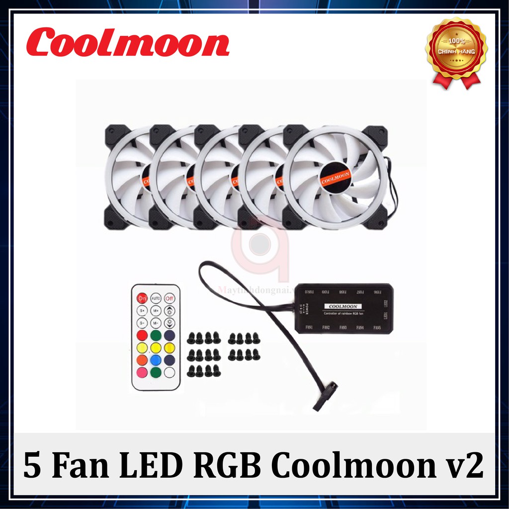 Bộ 5 Fan máy tính Coolmoon kèm hub LED RGB