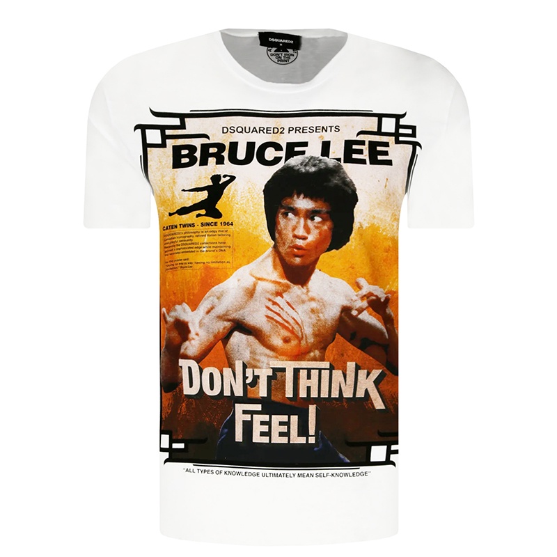 Áo Thun Ngắn Tay In Hình Dsquared2 D2 Power Bruce Lee Cá Tính Cho Nam