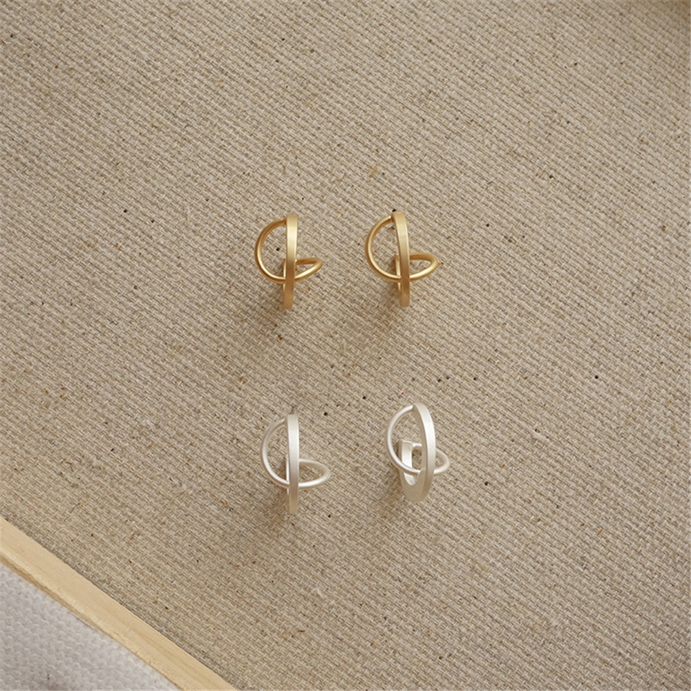 Khuyên Tai Kim Loại Thiết Kế Hình Học Phong Cách Hàn Quốc Cho Nữ