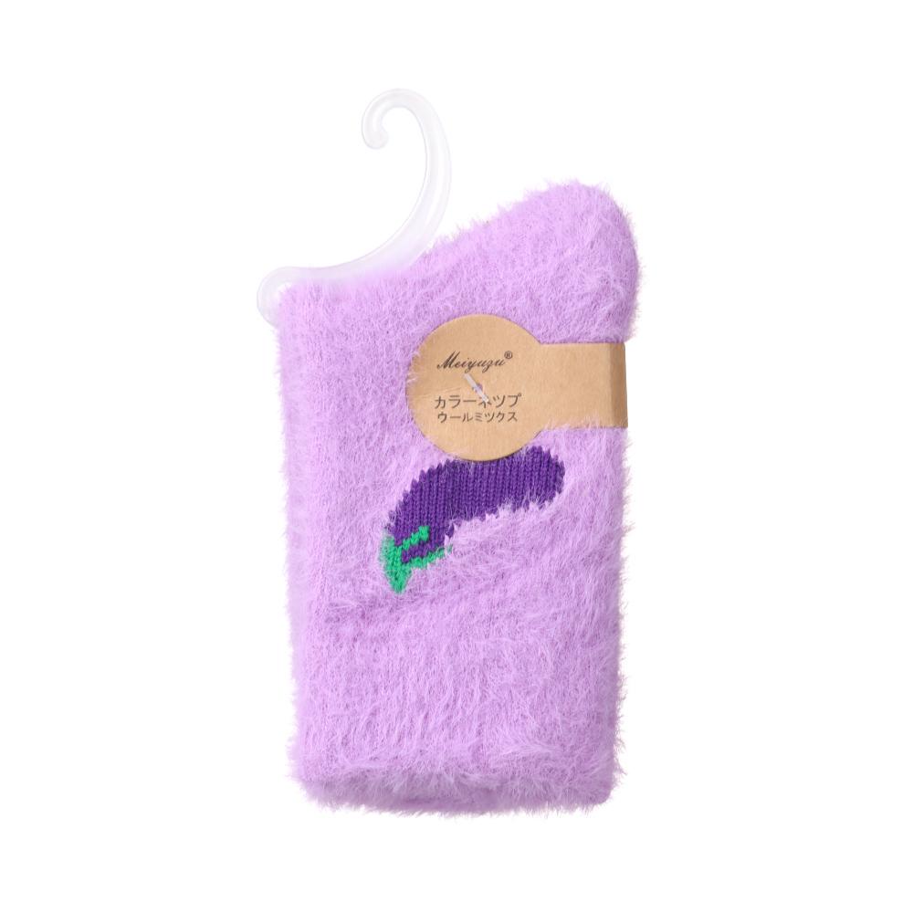 1 Đôi Tất Lông Xù In Hình Trái Cây Thời Trang