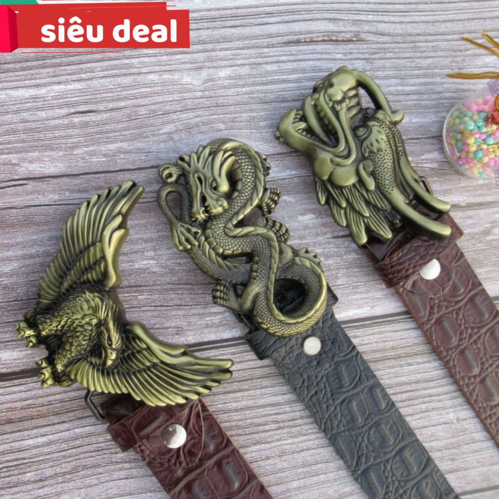 Thắt Lưng Nam Dây Da Bò Thật Vân Cá Sấu Khóa RỒNG Hợp Kim Siêu Chất ( BH 12 Tháng) .