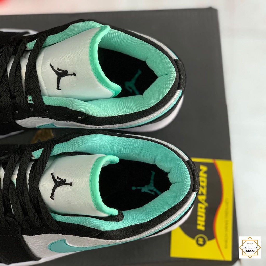 Giày Thể Thao AIR JORDAN 1 Low Island Green Màu đen đế Xanh Cổ Thấp