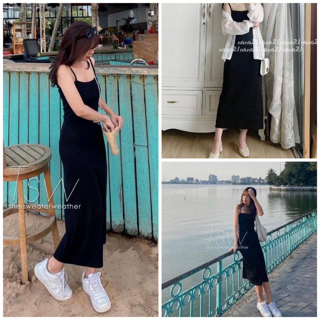 Váy Hai Dây Dáng Suông Basic 💖FREESHIP💖 Váy Hai Dây Maxi dáng Dài Tiểu Thư AD42