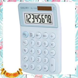 Máy tính để bàn Deli - Màn hình 8 số - Màu Xanh/Hồng - 1209A