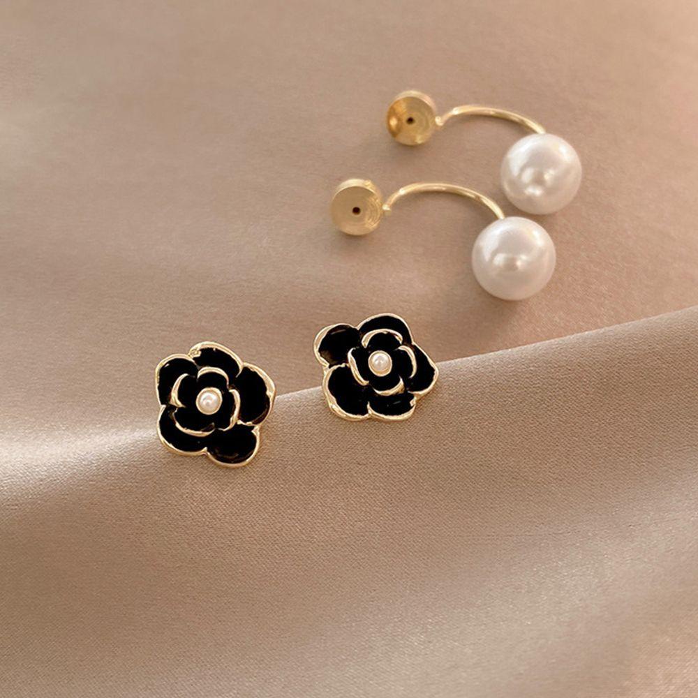 VANES1 Bông Tai Hình Hoa Trà Bằng Hợp Kim Thời Trang Hàn Quốc