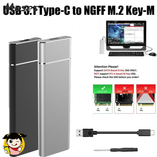 Muse07 Vỏ đựng ổ cứng M.2 NGFF - USB 3.1 Type-C SATA SSD 10Gbps chất lượng cao