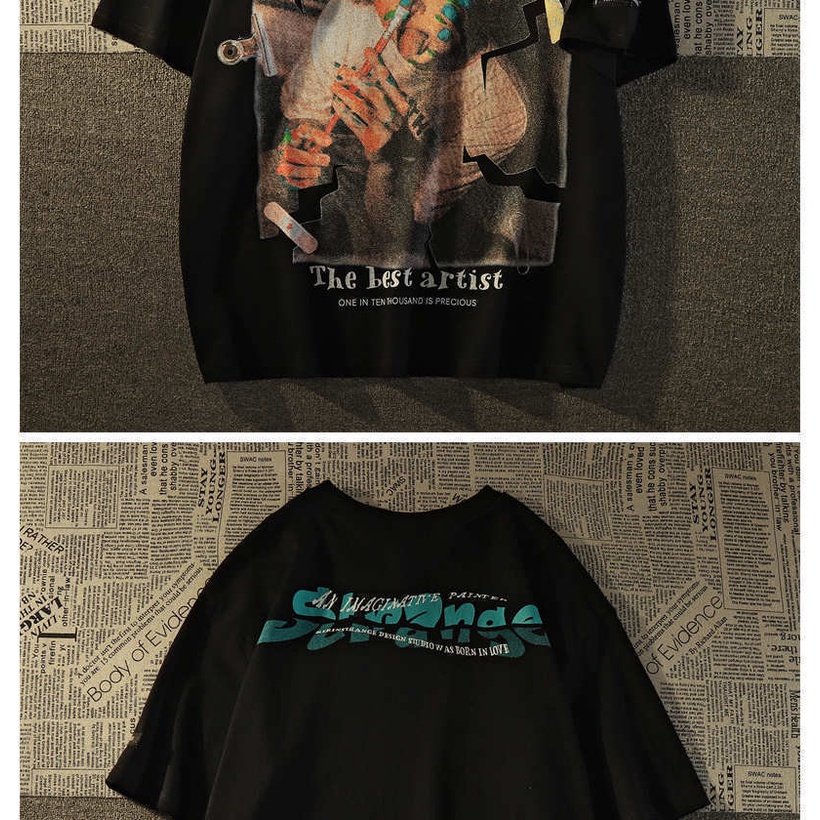 Áo Thun Tay Ngắn Dáng Rộng Phong Cách Retro Mỹ Dễ Phối Đồ Thời Trang Mùa Hè Cho Nam Và Nữ