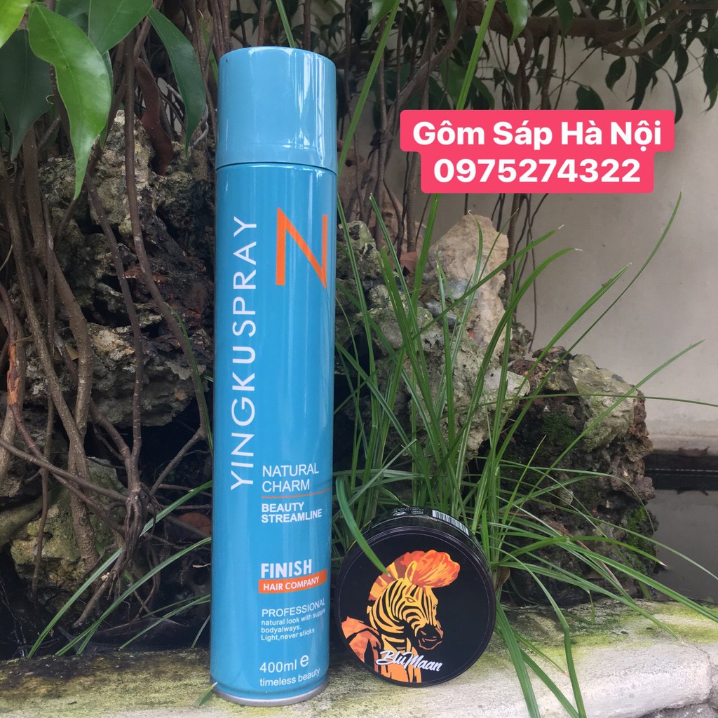 COMBO Gôm xịt tóc YINGKUSPRAY + Sáp Vuốt Tóc Nam BluMaan Cavalier Heavy Clay [Ngựa Vằn]