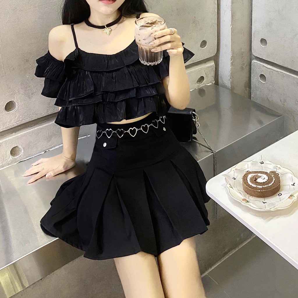 THE FANCE | Áo trễ vai vải ánh kim có lót sang chảnh SAKURA OFF SHOULDER