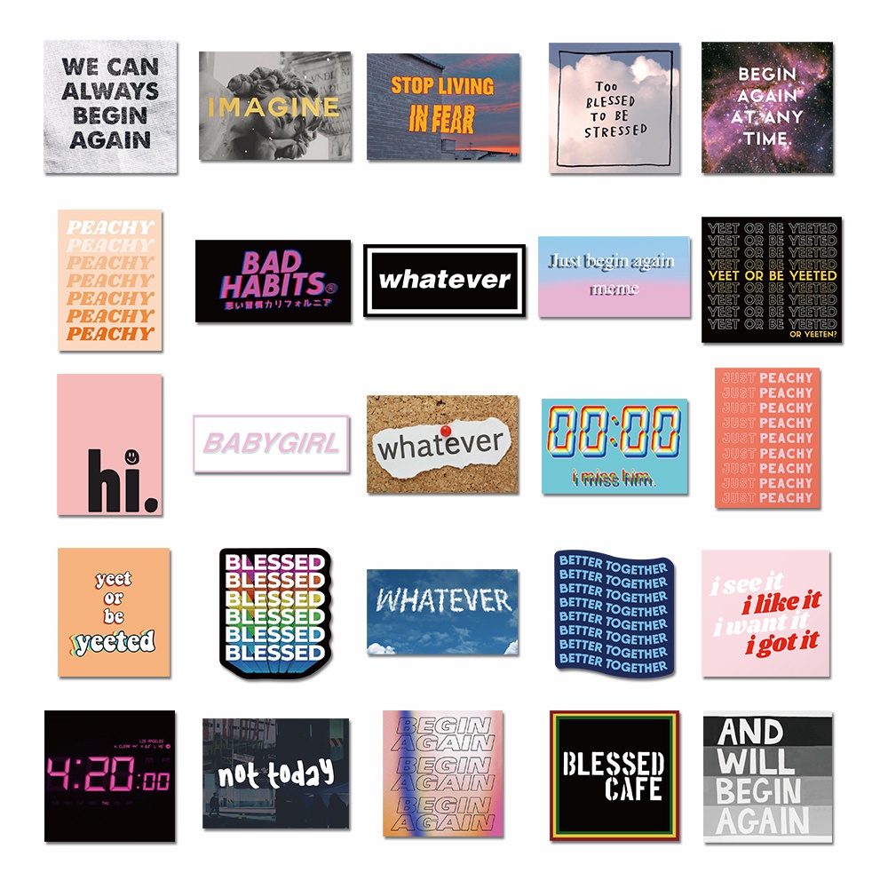 Set 50 miếng dán trang trí chống nước cho sổ tay/ laptop