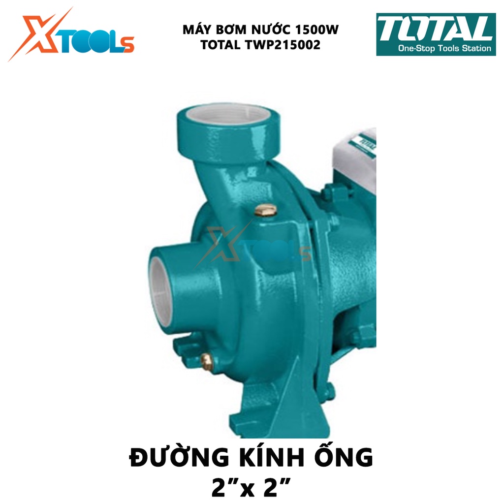 Máy bơm nước TOTAL TWP215002 Máy bơm nước dùng điện Công suất đầu vào 1.500W(2HP) Chiều cao bơm 18 m Lưu lượng 450 L/p