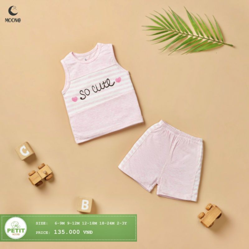 Moon -  XẢ KHO Bộ ba lỗ Moon vải petit cho bé 6-17kg