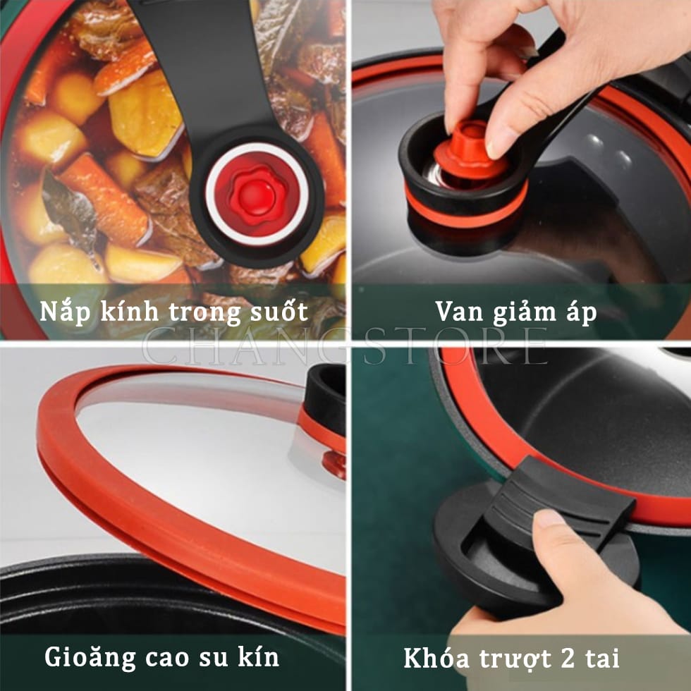 Nồi Áp Suất Chống Dính Dung Tích 3.5 Lít, Dùng Được Bếp Điện Bếp Ga Kiểu Dáng Hàn Quốc, Gọn Nhẹ Dễ Sử Dụng