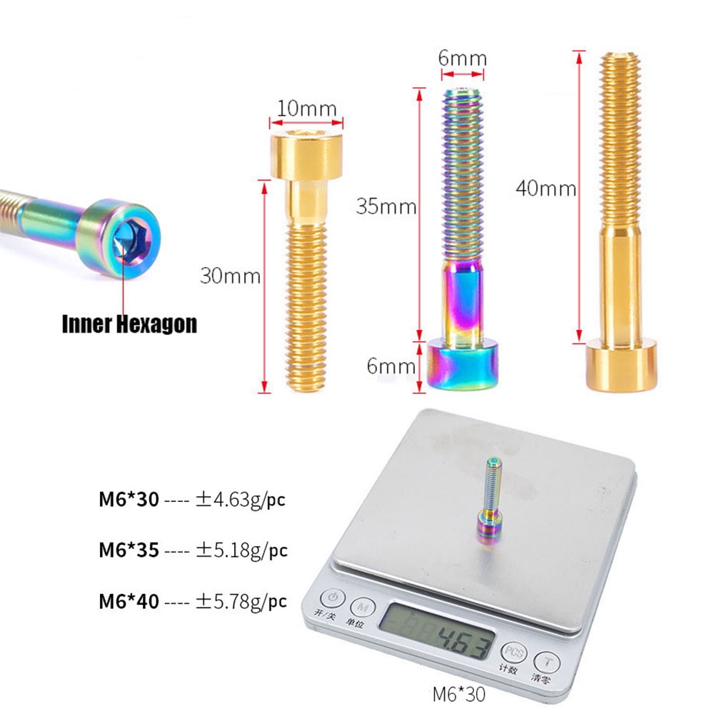 1 Ốc Vít 30/35/40mm Bằng Titan Chất Lượng Cao Cho Xe Đạp Leo Núi/BMX Ti M6