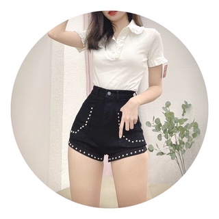 SHORT JEANS GIÃN ĐÍNH ĐINH TÁN - jeans co giãn ảnh thật