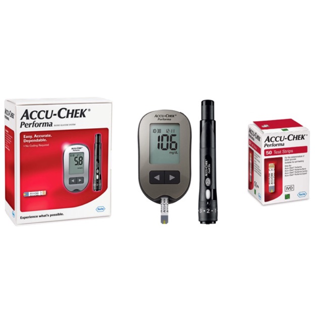 Máy đo đường huyết Accu-Chek Pẻoma ( sẵn) tặng 6 kim 10 que