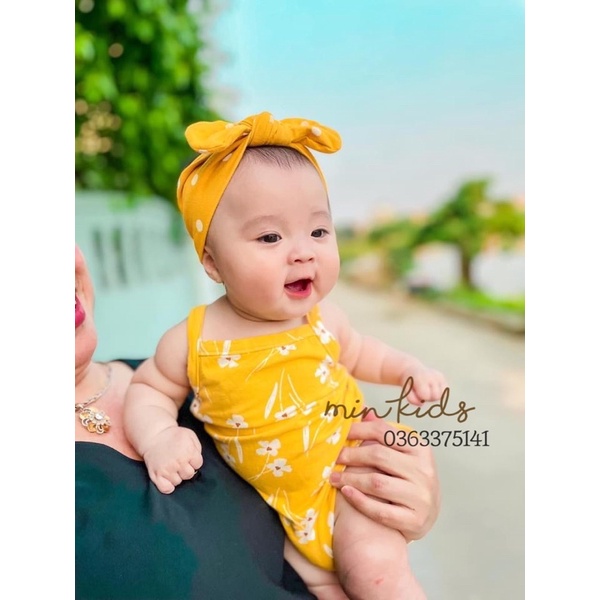 Bodysuit 2 dây vải cotton cho bé gái