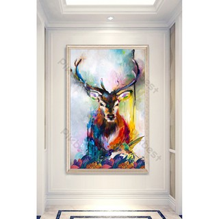 Tranh dán tường Tranh 3D dán tường ALONe Nét Vẽ Nai Trừu Tượng, phong cách hiện đại (tích hợp sẵn keo)