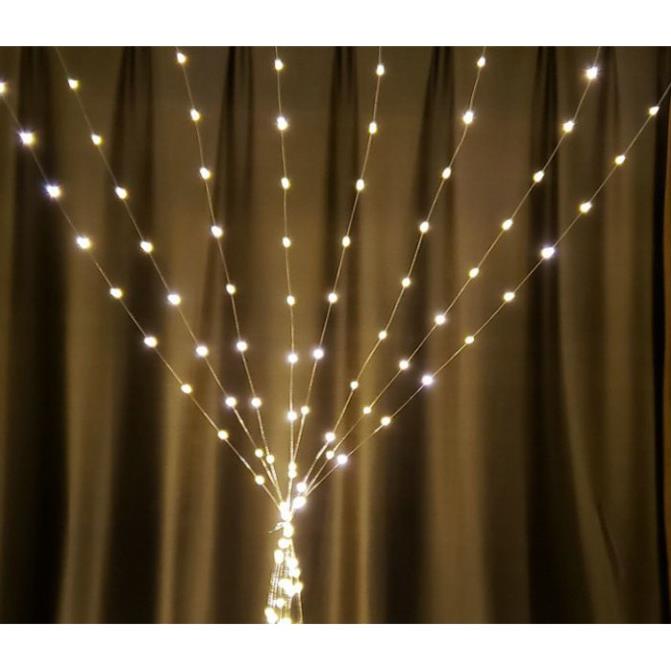 Đèn rèm led nháy hạt ngọc 3x3m, dây đèn trang trí ngoài trời, trong nhà